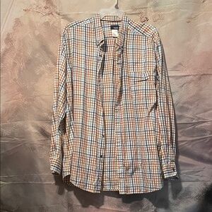 Basic Editions Orange and Blue Plaid Shirt